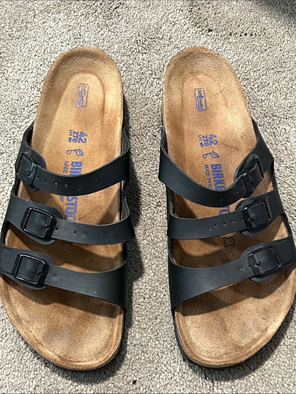 Birkenstock Black Three-Strap Slide Sandals